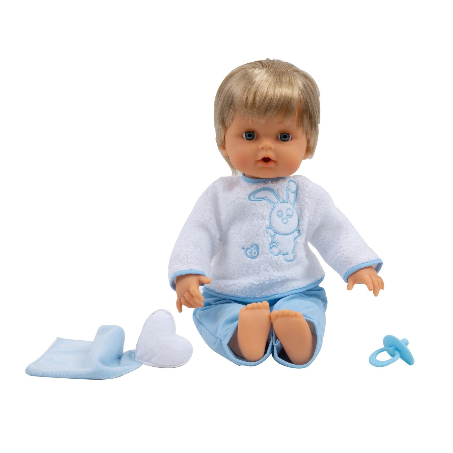 Papusa Cicciobello, 42 cm, corp moale, pentru îmbrățișat, gâdilat și jocuri cu Kuckuck, 1 suzetă și 1 jucărie de pluș, jucărie pentru copii de la 2 ani, CCB99