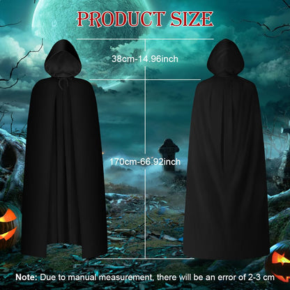 AOOWU Mantie Medievală cu Glugă Halloween, 170 cm