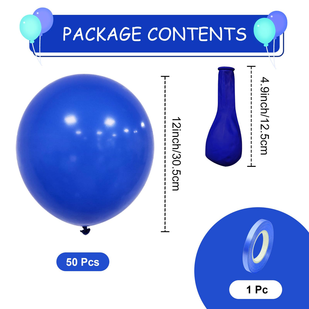 Teselife Set de baloane 50 piese 12 inch mate albastru închis pentru petreceri aniversări nunți și alte ocazii