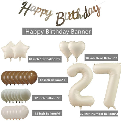 Haosell Set decorațiuni 27 Ani, baloane beige