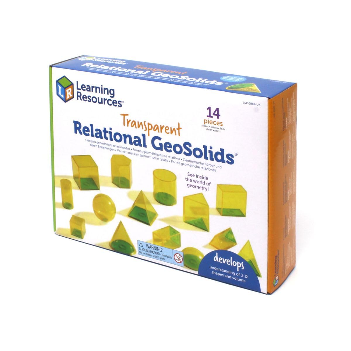 Learning Resources Relational GeoSolids Set de corpuri geometrice 3D transparente pentru învățarea volumului de la 8 ani