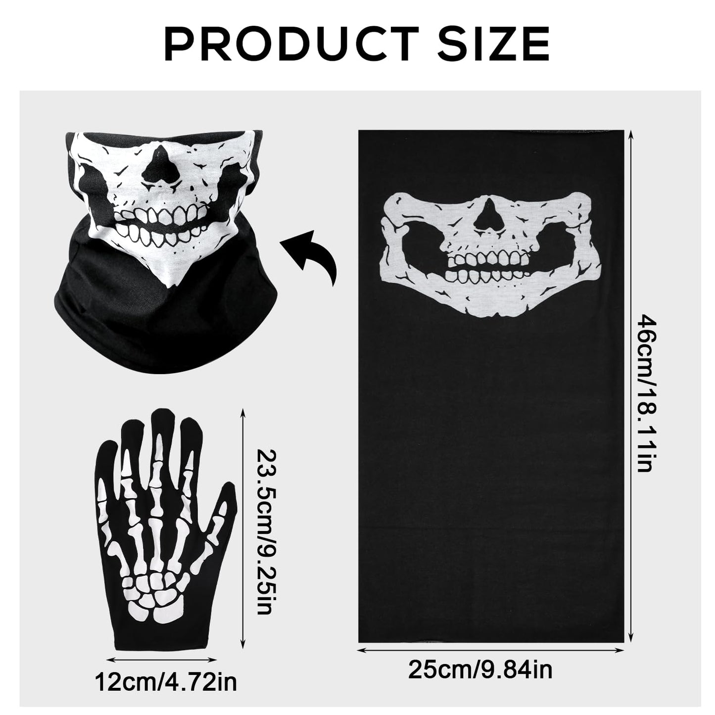 BOXOB Set Mănuși Schelet și Mască Craniu, Halloween