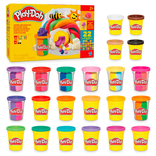 Play-Doh Set de modelaj cu 22 cutii culori curcubeu, ideal pentru creativitate, de la 2 ani