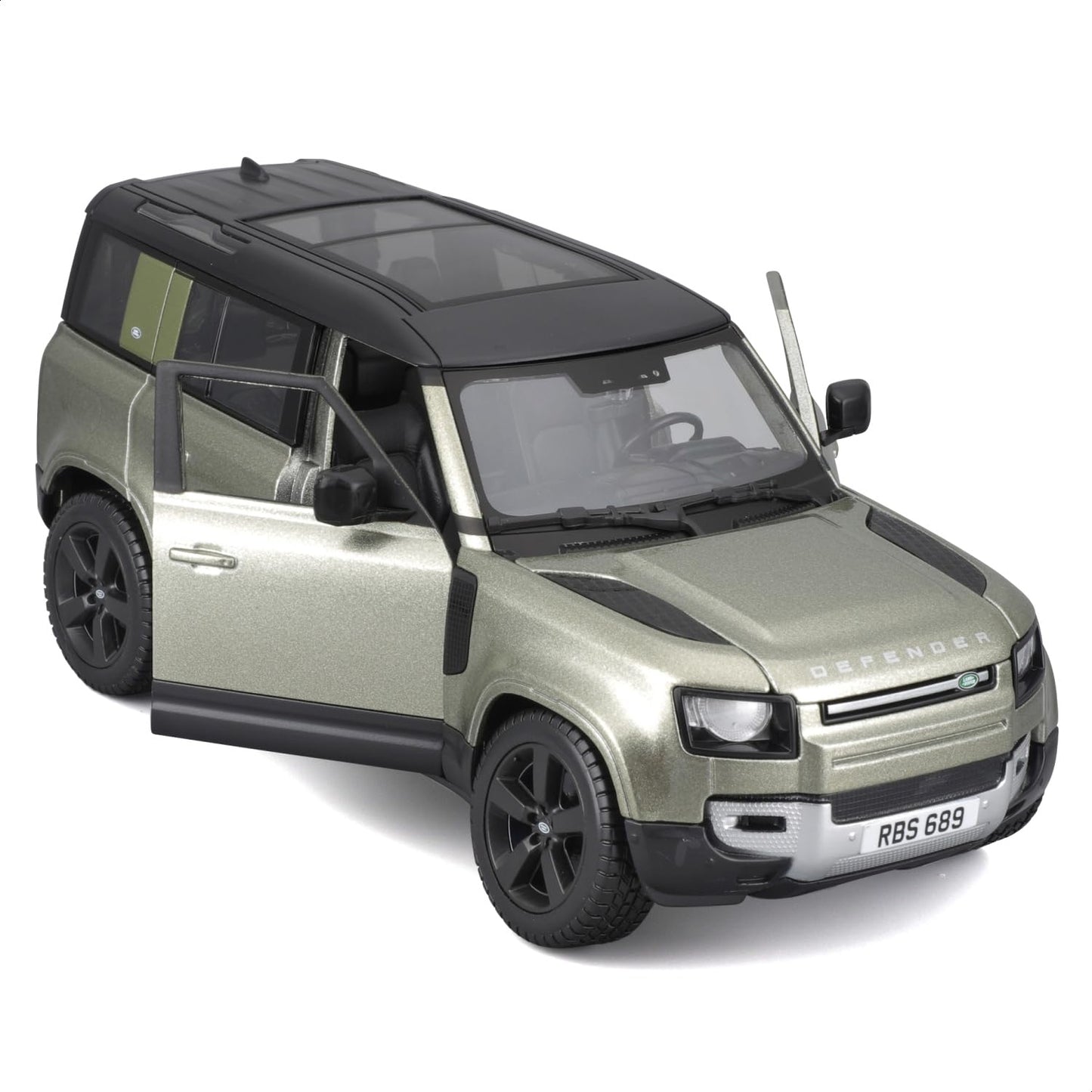 Bburago Land Rover Defender 110 2022 Mașinuță replică metalică 1:24 cu uși care se deschid 3+ ani (verde)