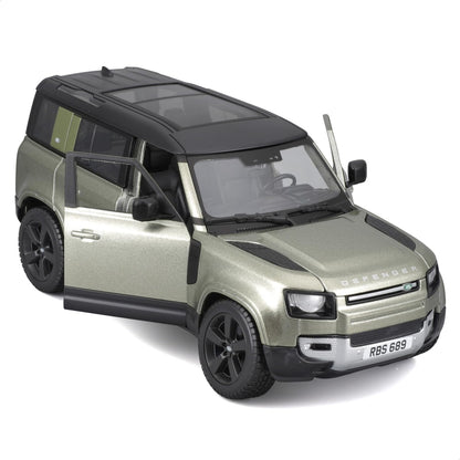 Bburago Land Rover Defender 110 2022 Mașinuță replică metalică 1:24 cu uși care se deschid 3+ ani (verde)
