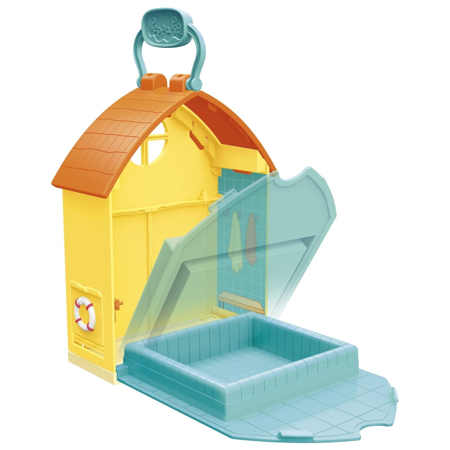 Set de joacă Peppa Pig - Aventurile lui Peppa la piscină, include 1 figură și 4 accesorii, potrivit pentru copii de la 3 ani.