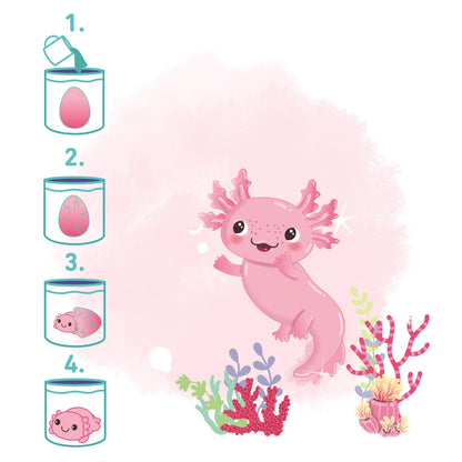 Axolotl care iese din ou, figurina magică de jucărie pentru clocit, jucărie captivantă pentru copii în culoare surpriză (roz sau albastru)