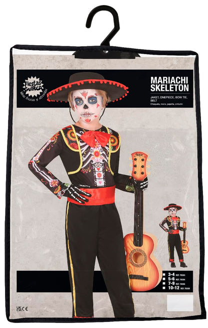 Guirca Costum Mariachi Schelet copii, 3-4 ani