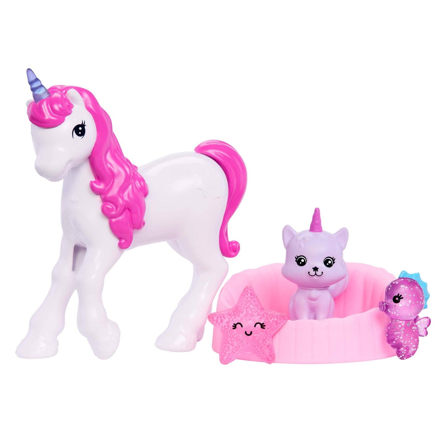 Barbie JFL66 Set de construcție Advent cu păpușă și 24 accesorii surpriză cu unicorn și animale, păpușă de modă transformabilă în sirenă, zână și altele, de la 3 ani