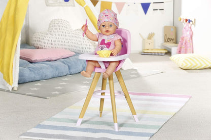 BABY Born Hochstuhl Scaun înalt pentru păpuși cu aspect modern de lemn Accesorii de calitate pentru păpuși de la 3 ani