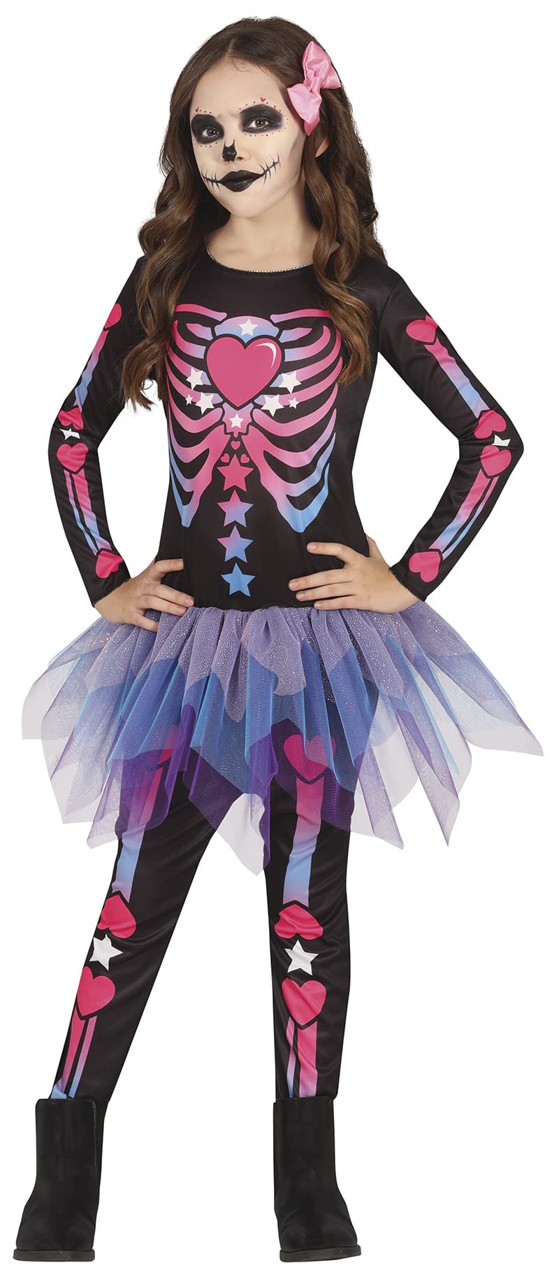 FIESTAS GUIRCA 78060 Costum schelet roz cu tutu pentru fete Halloween 3-4 ani