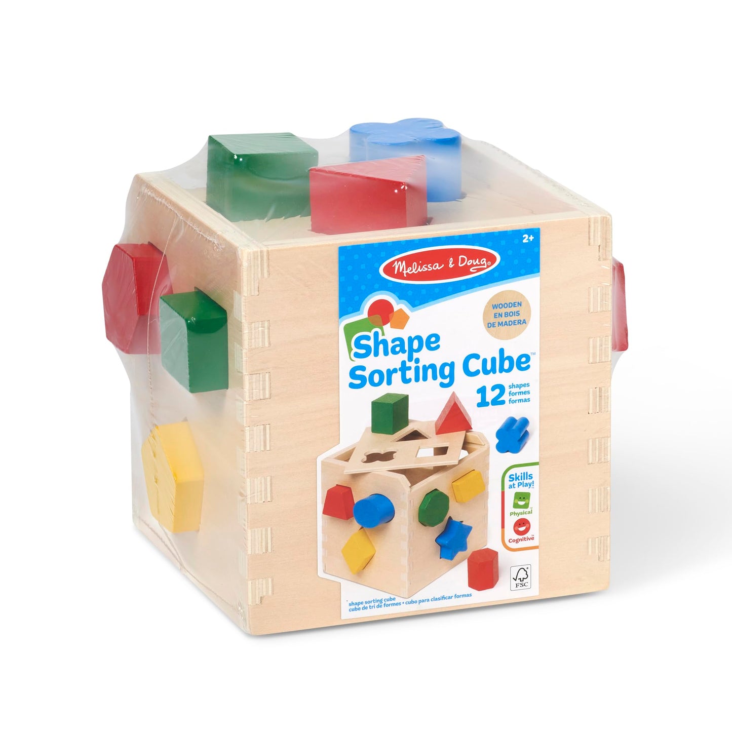 Melissa & Doug Cub de sortare a formelor | Jucărie educativă | Sortator de forme pentru copii | 2+ | Cadou pentru băieți sau fete