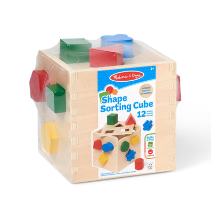 Melissa & Doug Cub de sortare a formelor | Jucărie educativă | Sortator de forme pentru copii | 2+ | Cadou pentru băieți sau fete
