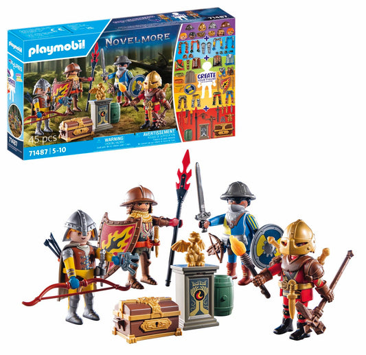PLAYMOBIL 71487 Novelmore Set de figuri Cavalerii Novelmore cu 2 cavaleri Novelmore și 2 pirați Burnham, figuri asamblabile individual, jucărie detaliată pentru copii de la 5 ani