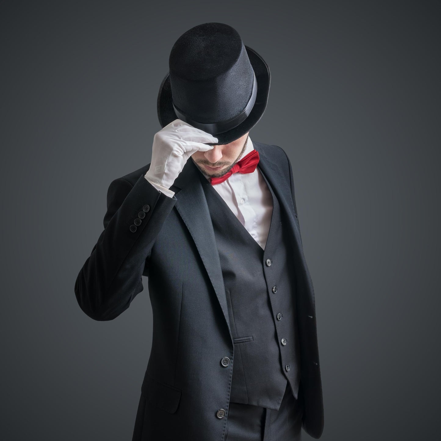 Relaxdays Zylinderhut Pălărie cilindrică neagră pentru carnaval și petrecere costum, mărime unică, max. circumferință cap 59 cm, Gentleman (negru)