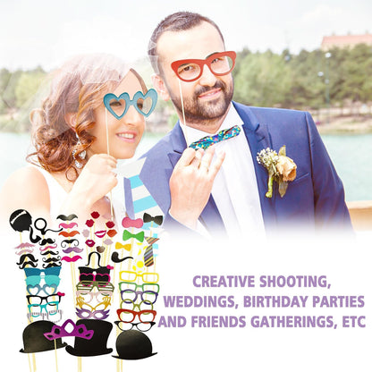 Yuio Set de accesorii foto 58 piese mustăți buze ochelari cravată pălării bărbi pentru cabine foto
