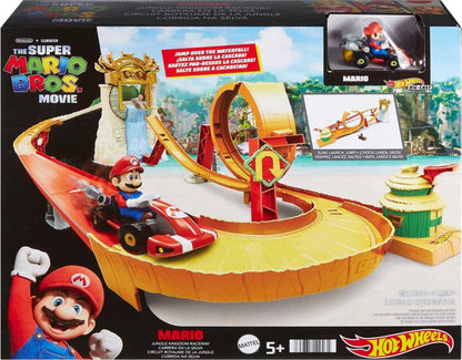 Set de joacă Hot Wheels Super Mario Bros. - Pista de curse Regatul Junglei cu mașinuța Mario - Trăiește aventurile filmului acasă, HMK49