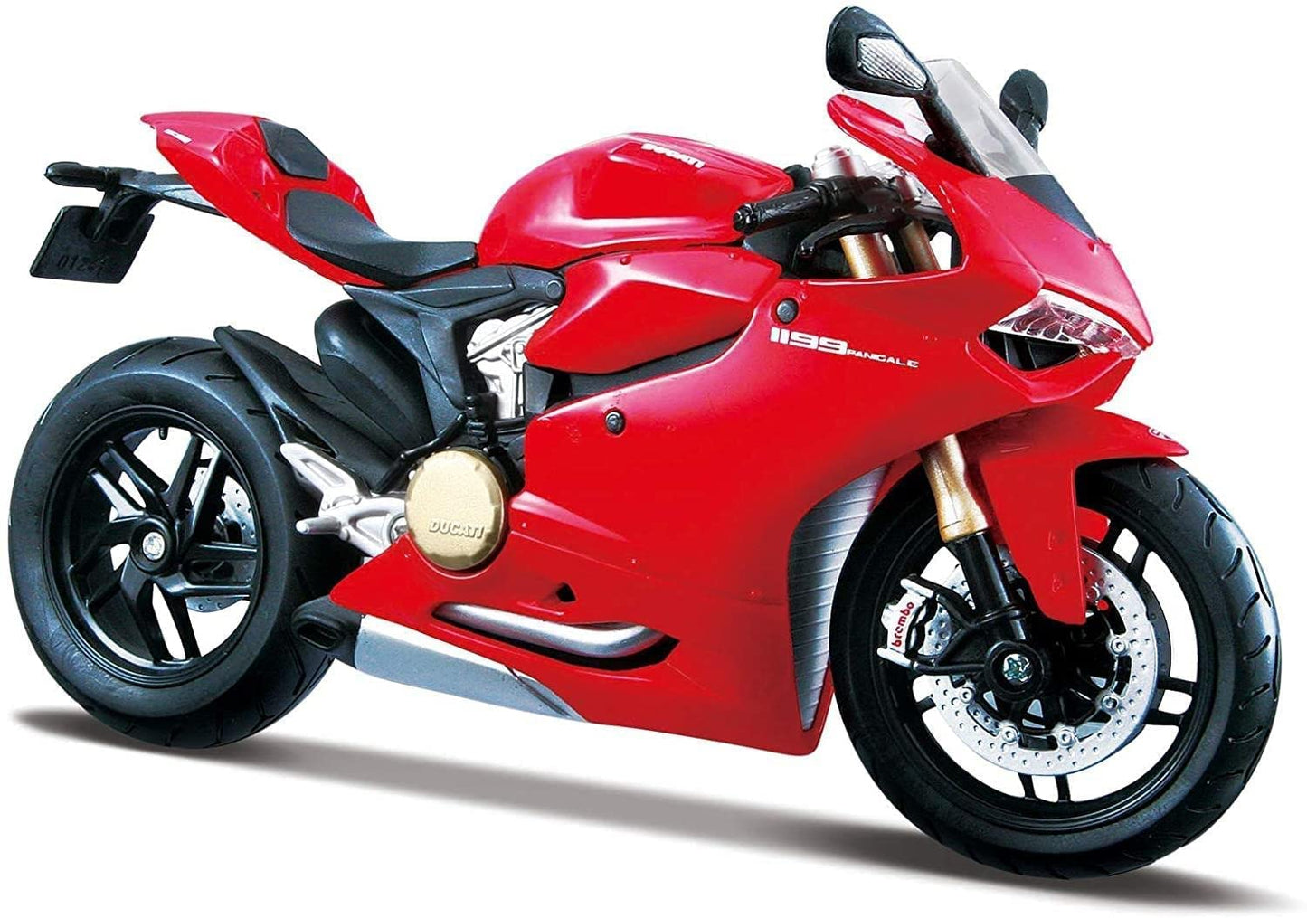 Maisto Ducati 1199 Panigale Motocicletă model 1:12 cu direcție și picior lateral de sprijin de la 3 ani (roșu)