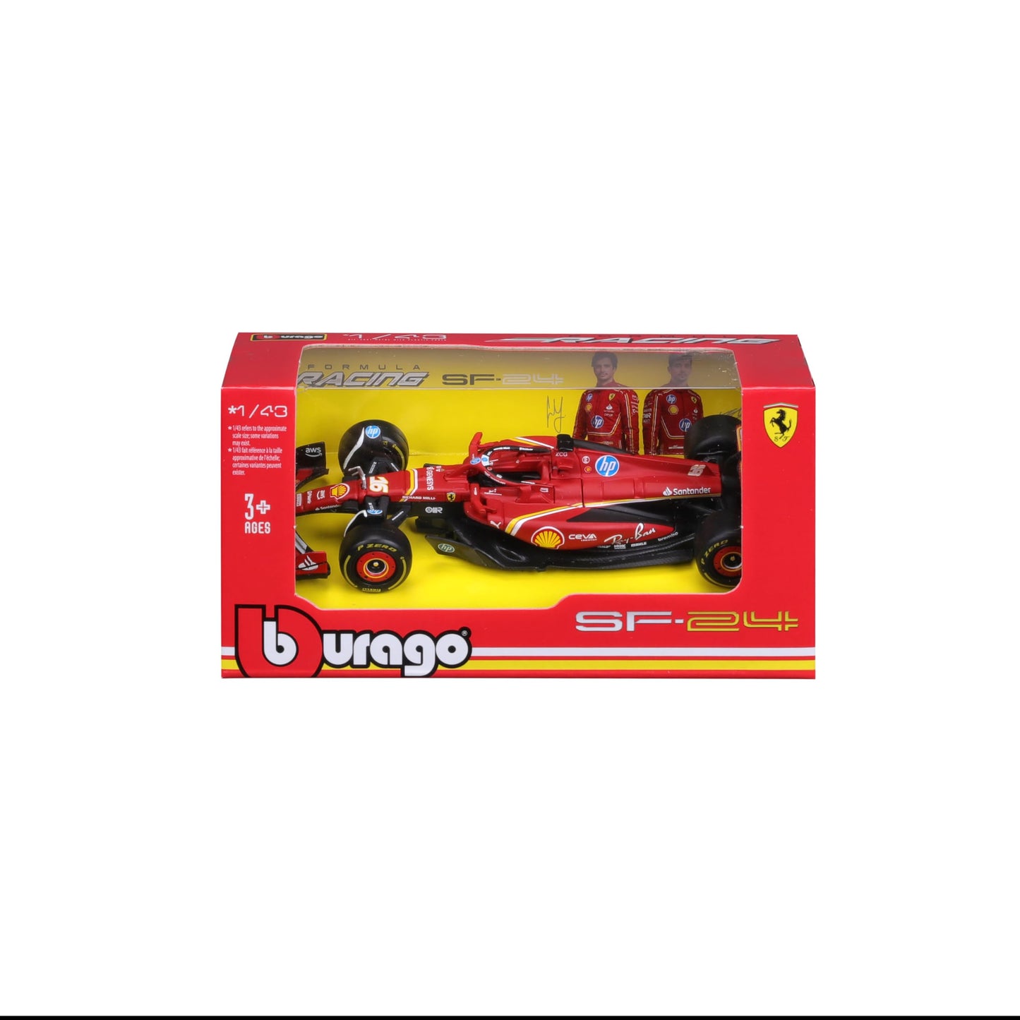 Bburago Ferrari SF-24 Mașinuță model realist 1:43 Charles Leclerc 3+ ani