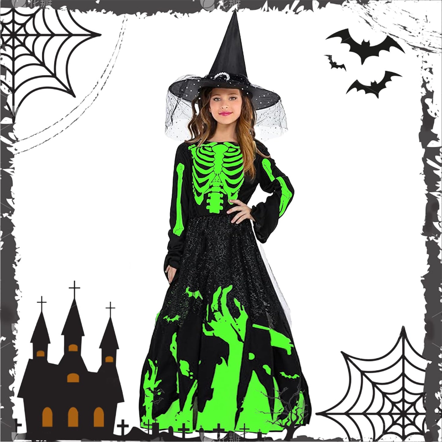 YeahBoom Costum Schelet Halloween pentru Fete