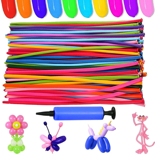 LUKIUP Baloane de modelat colorate cu pompă, 50 buc