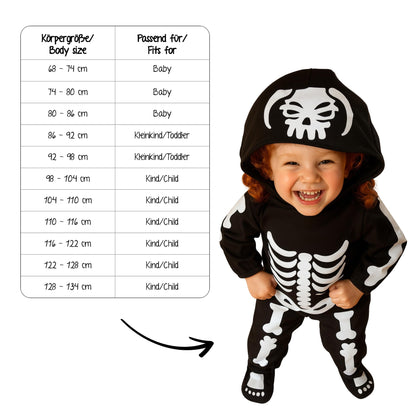 Ikumaal F70 Costum schelet pentru copii 116-122 Halloween Carnaval
