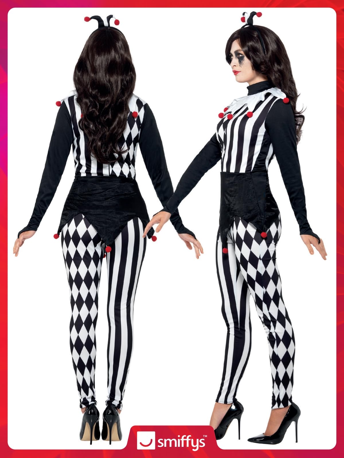 Costum Smiffys de Bufoniță pentru Femei, Negru pentru Halloween și Carnaval