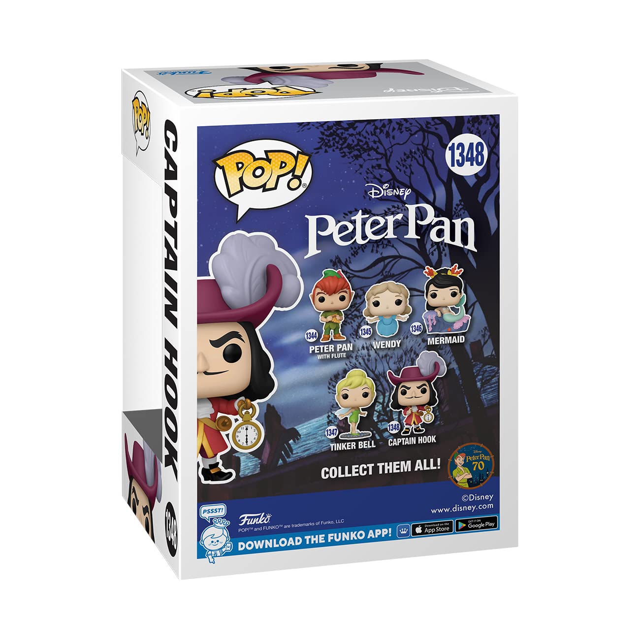 Peter Pan - Captain Hook, Mov, 9.5 cm Funko Pop Disney
