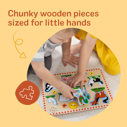 Melissa & Doug Puzzle sonor Animale de Fermă, 8 piese, 2+ ani