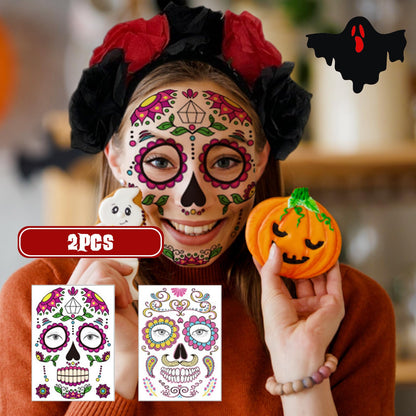 Antsparty Costum schelet Halloween femei cu coroană, tatuaje