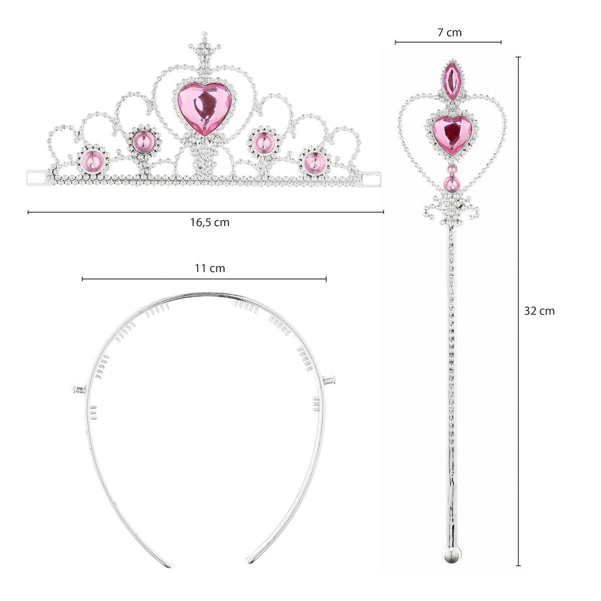 KarneLux Set Coroană și Sceptru Prințesă Accesoriu Costum Baghetă Zână Roz pentru Carnaval, Petreceri și Zi de Naștere