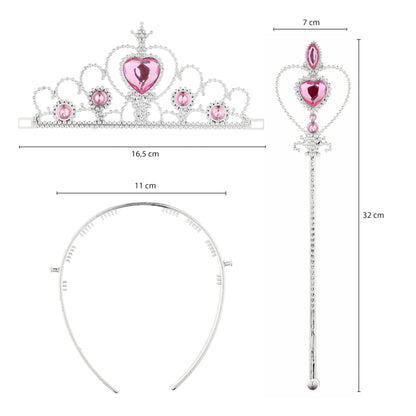 KarneLux Set Coroană și Sceptru Prințesă Accesoriu Costum Baghetă Zână Roz pentru Carnaval, Petreceri și Zi de Naștere