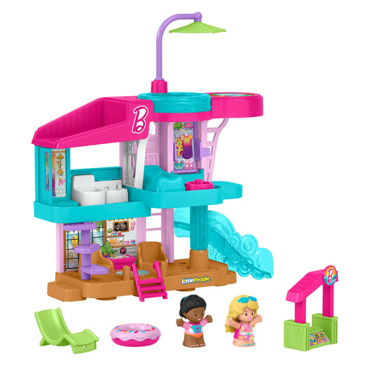Fisher-Price Little People Set de joacă casă de plajă Barbie cu figurine și accesorii pentru copii de la 18 luni