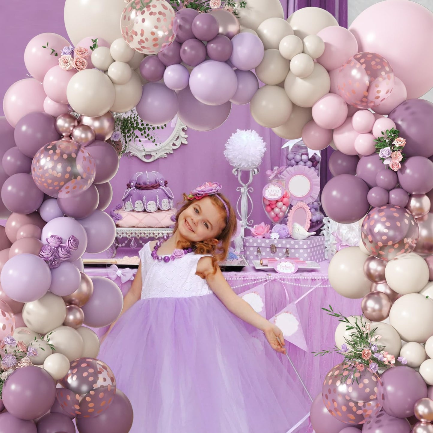 Balloon Garland Girlandă Baloane Roz Lila, 116 buc.