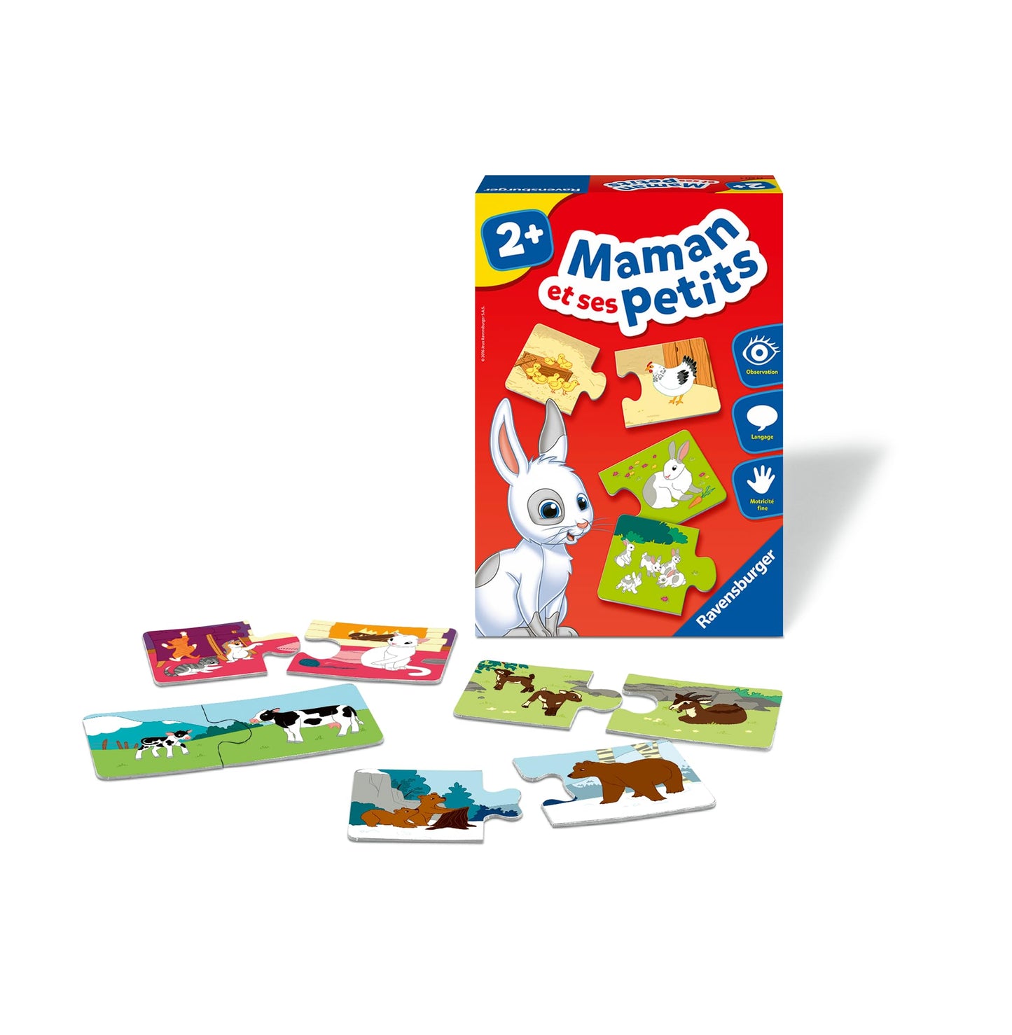 Ravensburger Mama și puii Set de puzzle educativ 2+ ani (limba franceză)