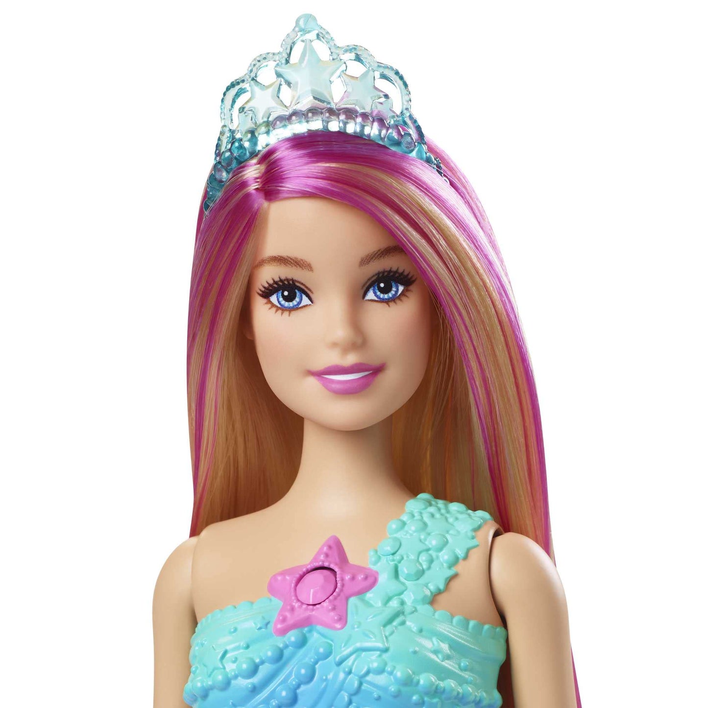 Barbie Dreamtopia Sirenă Magică cu Lumină, Păpușă cu Păr Blond și Coadă de Sirenă, Cadoul Perfect pentru Copii de la 3 Ani, HDJ36