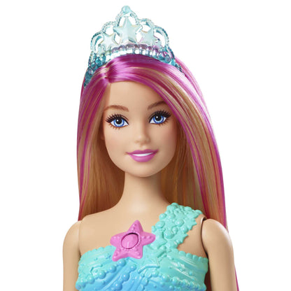 Barbie Dreamtopia Sirenă Magică cu Lumină, Păpușă cu Păr Blond și Coadă de Sirenă, Cadoul Perfect pentru Copii de la 3 Ani, HDJ36