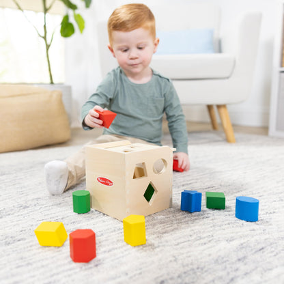 Melissa & Doug Cub de sortare a formelor | Jucărie educativă | Sortator de forme pentru copii | 2+ | Cadou pentru băieți sau fete