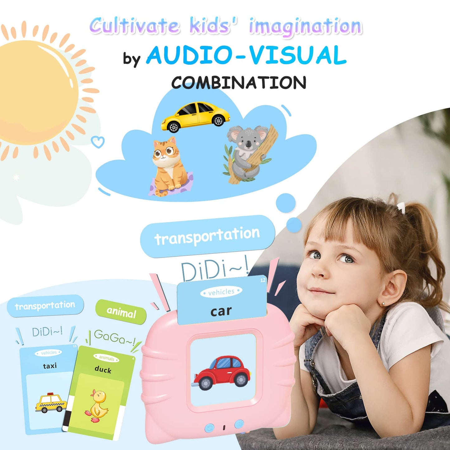 GUYUCOM Carduri flash vorbitoare, 112 carduri, 2-4 ani