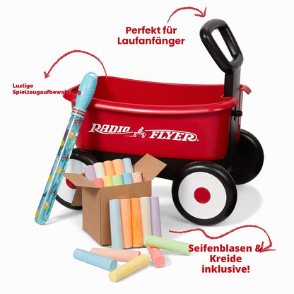 Radio Flyer Push & Pull Walker Wagon Cărucior 2-în-1 pentru copii 1-4 ani (roșu)