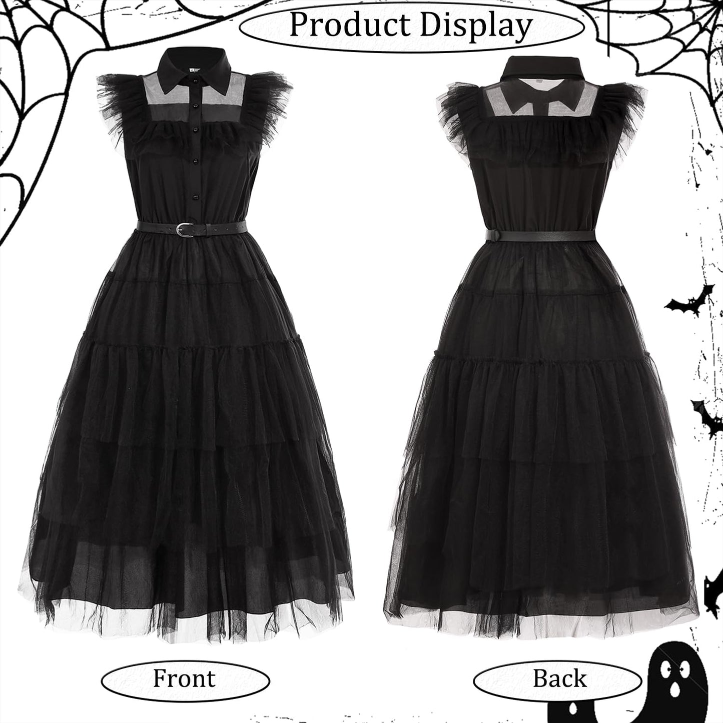 UWXOZO Costum Miercuri Gotic, Rochie cu Accesorii