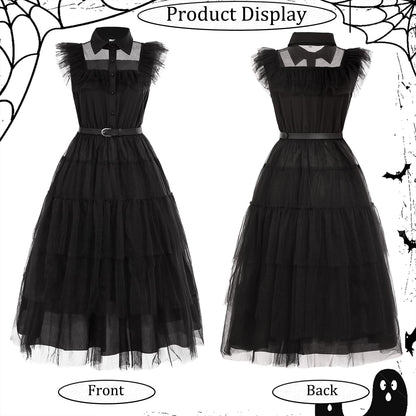 UWXOZO Costum Miercuri Gotic, Rochie cu Accesorii