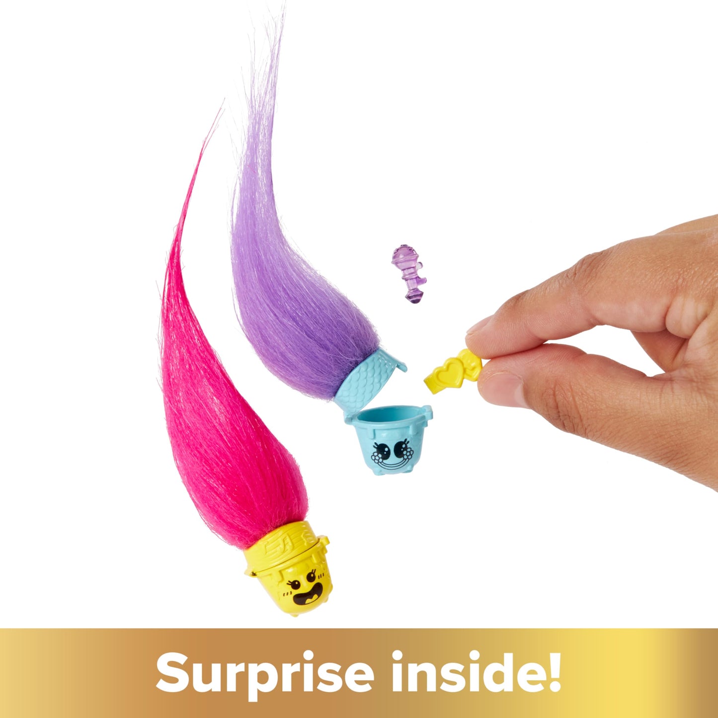Mattel Trolls 3 - Hair Pops Poppy, păpușă cu păr roz și haine detașabile, accesorii surpriză, inspirată din film, jucărie pentru copii 3+ ani, HNF10