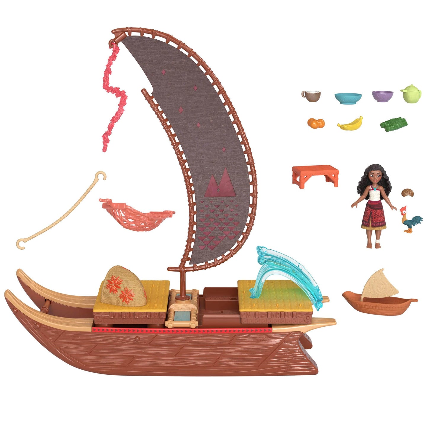 Mattel JBT78 Disney Vaiana 2 Canoe de aventură, 3+ ani