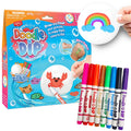 ZIMPLI Doodle N Dip Set de desen cu 8 markere magice și paletă pentru pictură, tatuaje temporare, pensule magice pentru pictură în acuarelă