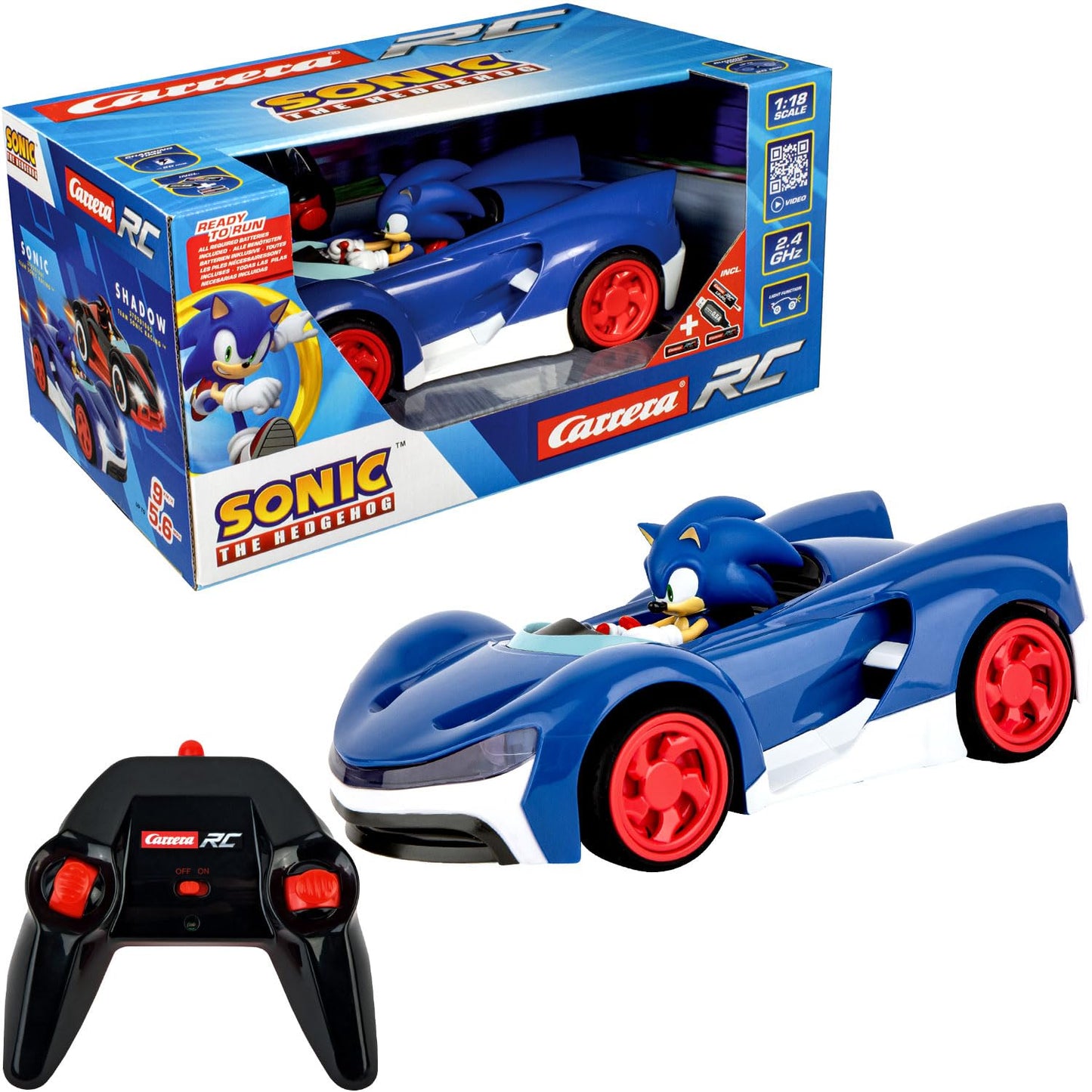 Masina cu telecomanda Sonic Racer, Albastru, 26.5 x 15.9 x 12 cm