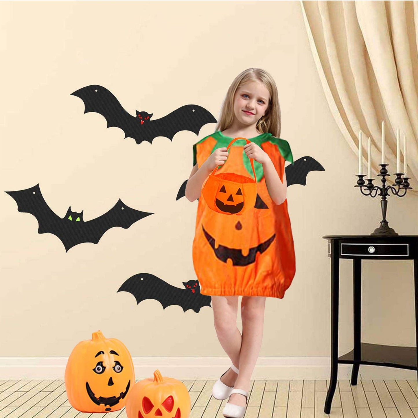 ASSUGO Costum Halloween dovleac cu palarie si sacosa