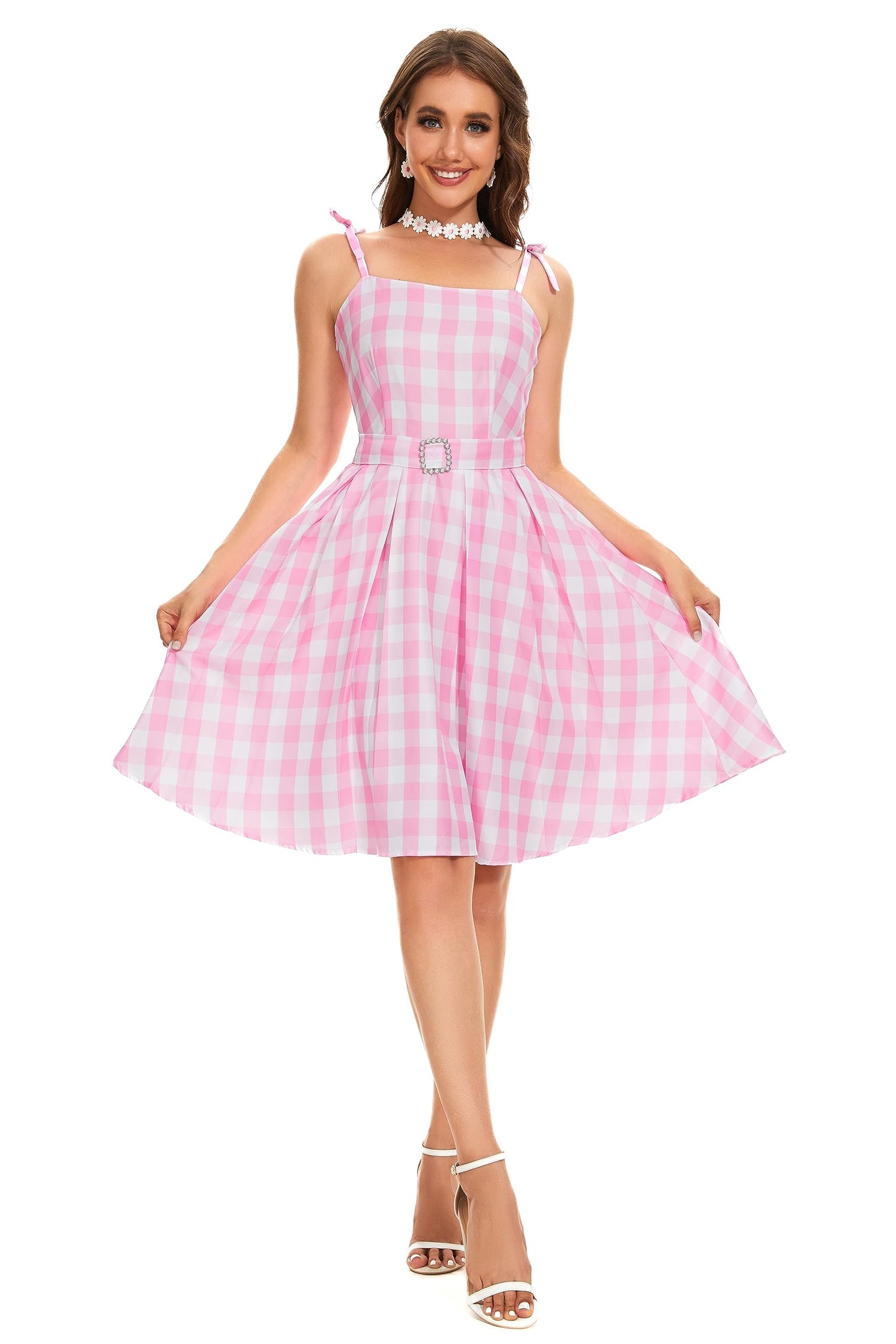 AYYOHON Costum cosplay Margot Robbie, rochie roz carouri