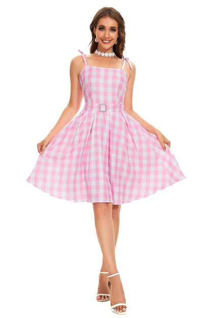 AYYOHON Costum cosplay Margot Robbie, rochie roz carouri