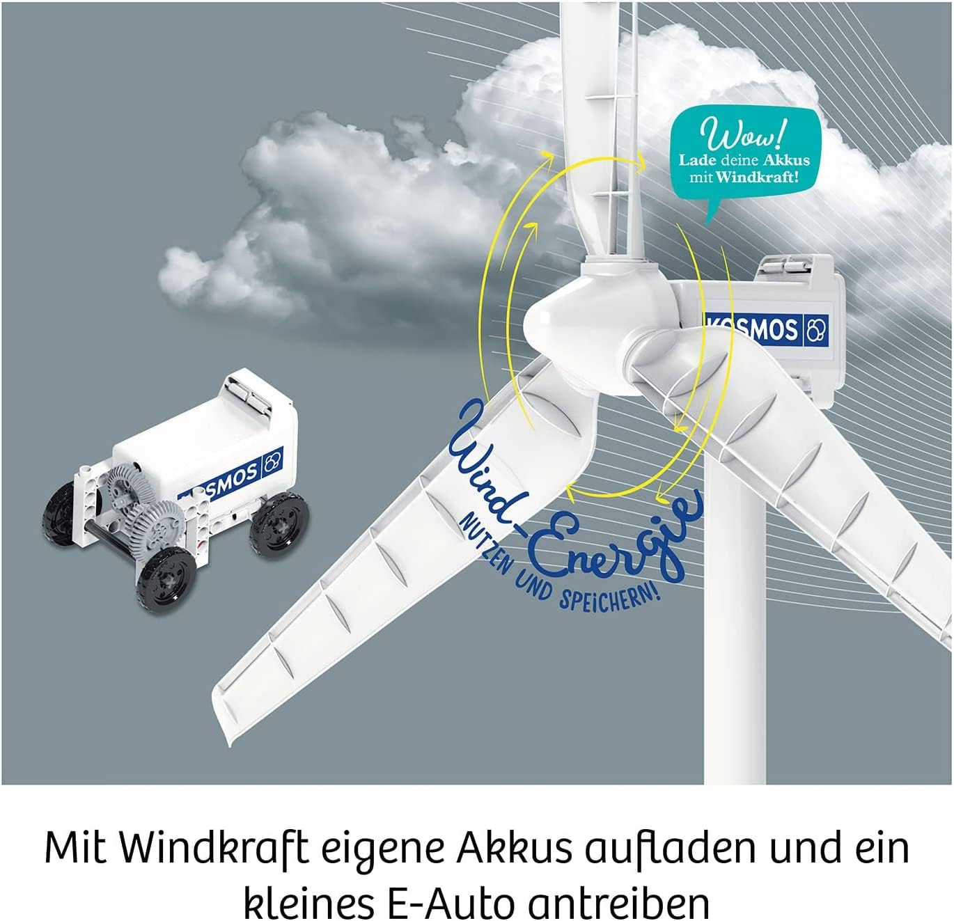 Titlu: "Kosmos 621087 Wind-Rad - Kit de construcție pentru turbine eoliene, energie regenerabilă, pentru copii 8-14 ani, ideal pentru utilizare în aer liber"